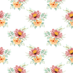 Sweet flower seamless pattern on white background. Seamless pattern for beauty products or other.