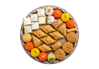 assorted festive sweets platter for ramadan eid mubarak celebration