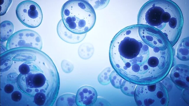 3D Animation of Microscopic View of Cancer Cells, Tumor, or Virus Multiplying Inside Body. Medical Illustration.