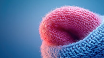 Close-up of vibrant pink and blue knitted fabric