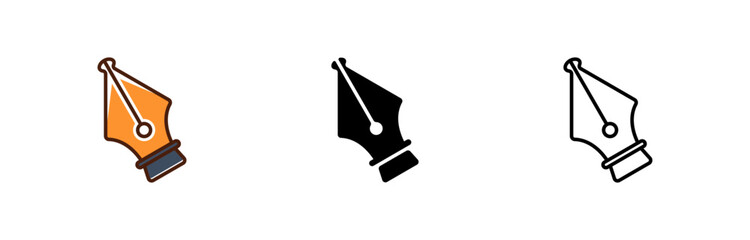 Fountain pen icon nib icon isolated on white background.