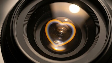 Camera Lens with Heart Shaped Reflection.