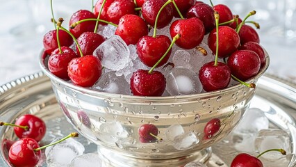 Cherries in Ice Bowl Serving.