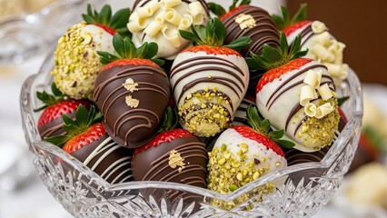 Chocolate Covered Strawberries in Bowl.