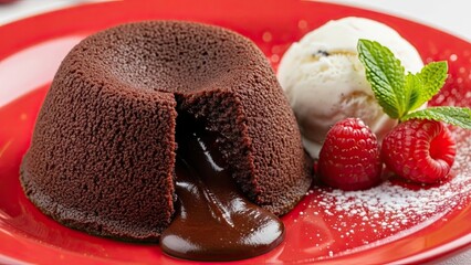 Chocolate Lava Cake with Ice Cream.