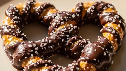 Chocolate Pretzel with Salt Topping.