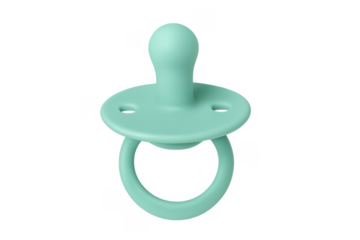 Teal baby pacifier for infant calming on transparent background