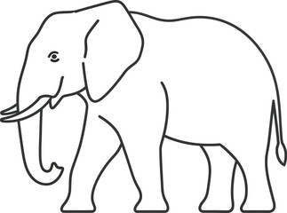 Fototapeta premium Simple black and white line art illustration depicting a majestic elephant profile facing left ideal for educational resources or nature themes