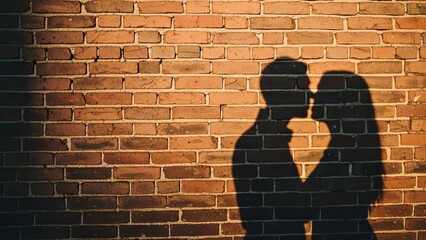 Couple Silhouette Heart Shape Love.