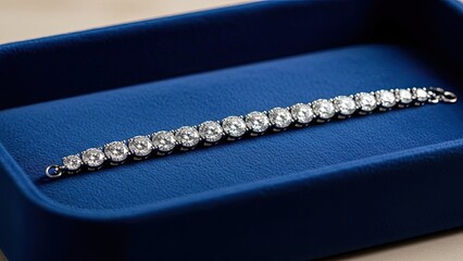 Diamond Tennis Bracelet in Blue Box.