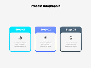 3 Steps Process Diagram Presentation Template, Three Step Workflow Infographic, Business Process Options Vector Diagram