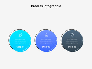 3 Steps Circular Process Diagram Presentation Template, Three Step Workflow Infographic, Business Cycle Options Vector