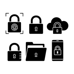 Lock Icons Collection &ndash; Secure Line Symbols for Technology and Digital Systems