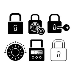 Lock Icons Collection &ndash; Secure Line Symbols for Technology and Digital Systems