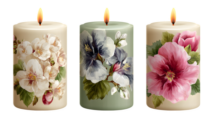 A serene spa decoration featuring pink flowers and a burning candle flame provides a natural sense of aromatherapy and zen relaxation for wellness and beauty care