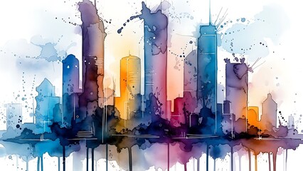Paint design, city, painting city, city, artist, building
