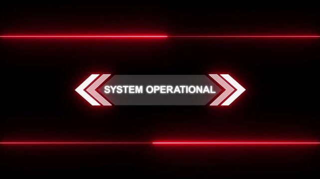 Animation of HUD elements with text System operational. Animate a white callous for text. HUD elements on black background. Futuristic callout titles. Virtual sci fi textbox for HUD.
