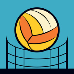 Volleyball over a-net in-mid air action sporty 