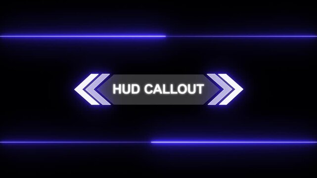 Animation of HUD elements with text Hud Callout. Hud Callout Data Panel For Gaming Stream Overlay. Futuristic callout titles. Virtual sci fi textbox for HUD.