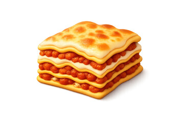 Delicious lasagna slice with layers of cheese and sauce for culinary art or recipe design