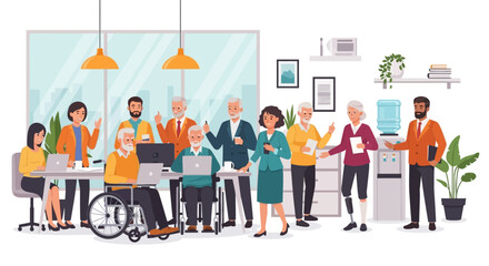 Busy old business workspace vector