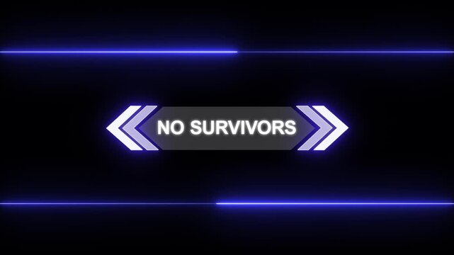 Animation of HUD elements with text No Survivors. Animate a white callous for text. HUD elements on black background. Futuristic callout titles. Virtual sci fi textbox for HUD.