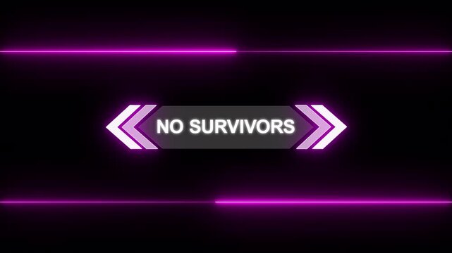 Animation of HUD elements with text No Survivors. Animate a white callous for text. HUD elements on black background. Futuristic callout titles. Virtual sci fi textbox for HUD.