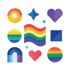 Set of vector flags of heart