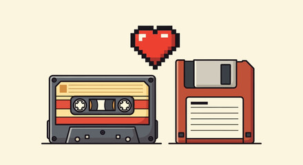 Old PC hardware icon illustration