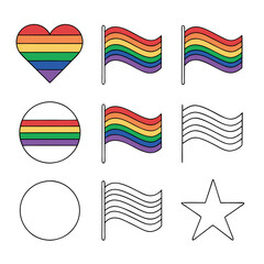 Set of vector flags of heart