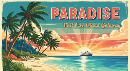 Paradise vacation poster illustration