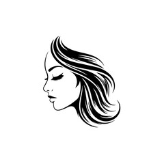 Serene illustration of a woman's profile with flowing hair