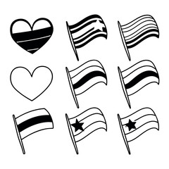 set of vector flags of heart