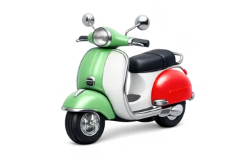 Fototapete Scooter Classic vespa icon in italian colors - perfect for vintage scooter enthusiasts and retro design projects  © Ophelia