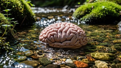 Human Brain in Stream Water.