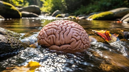 Human Brain in River Water.
