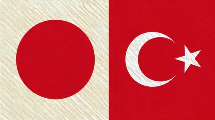 A creative representation of Japanese and Turkish flags showcasing cultural unity and diversity