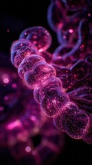 Microscopic Marvel: A captivating close-up showcases a radiant strand of cellular structure, a symphony of interconnected cells bathed in a luminous and vibrant.