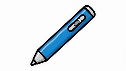 Fototapeta premium Blue Digital Stylus Pen on White Background.