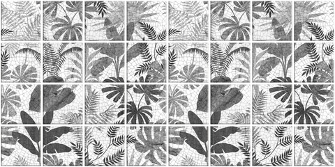 Leaf Variety of types. Seamless mosaic square pattern with tropical leaves blackground used for decorative design.	
