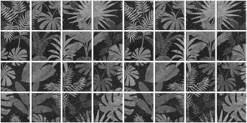 Leaf Variety of types. Seamless mosaic square pattern with tropical leaves blackground used for decorative design.	
