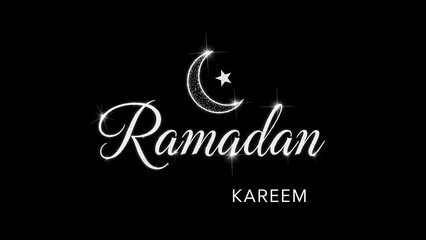 Ramadan Kareem greeting with moon and star on black background islam muslim holidays mubarak