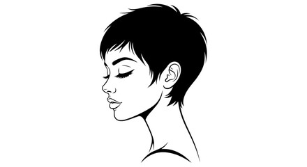 Woman with Short Hair Profile Portrait. © Alhakbin