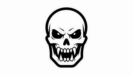 Fototapeta premium Menacing Skull Illustration with Sharp Teeth.