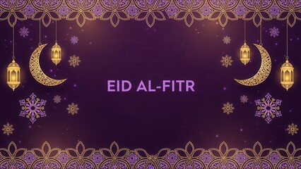 Eid al-Fitr celebration background with crescent moons and lanterns alfitr ramadan islamic muslim holiday