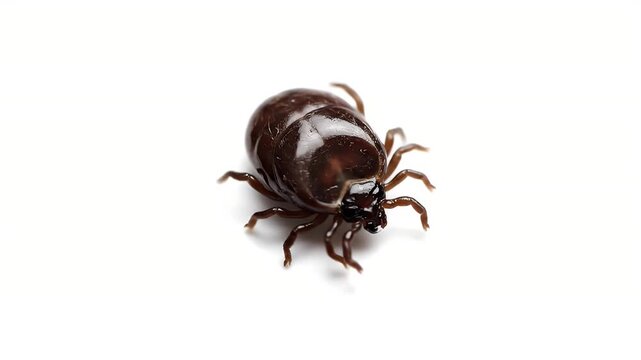 Closeup of a brown tick on a white background a common parasite found in nature.