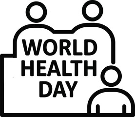 World Health Day vector icon with people silhouettes, global healthcare awareness concept, medical community and wellness promotion sign, public health campaign illustration for web.