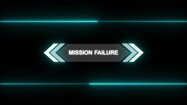 Animation of Callout, HUD UI elements on black color background. Animation of HUD elements with text "Mission Failure". Callout futuristic hud animation digital six pack on the black screen .