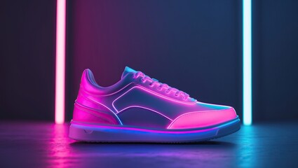 Sneaker in neon lighting &mdash; AI generated