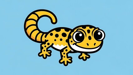 Obraz premium Cartoon Yellow Leopard Gecko Illustration.